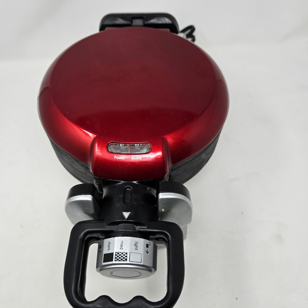 Oster Double Waffle Maker Red Metallic CKSTWFDF2 1400W Vertical Flip Design